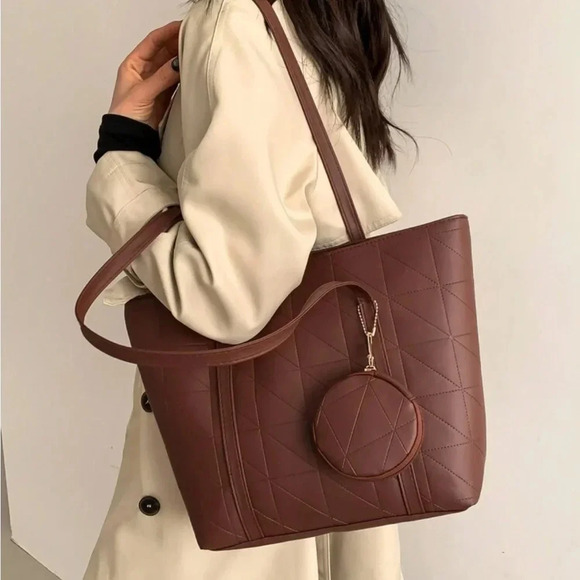 Handbags - ⚠️Clearance Large 2pcs Solid Brown Shoulder Tote Bag